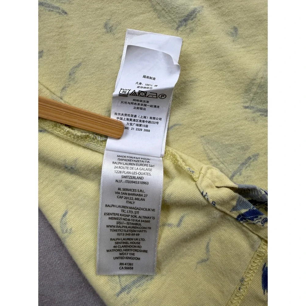 Polo Ralph Lauren Kids Yellow Nautical Sailboat Palm Tree Polo Shirt Size S 8